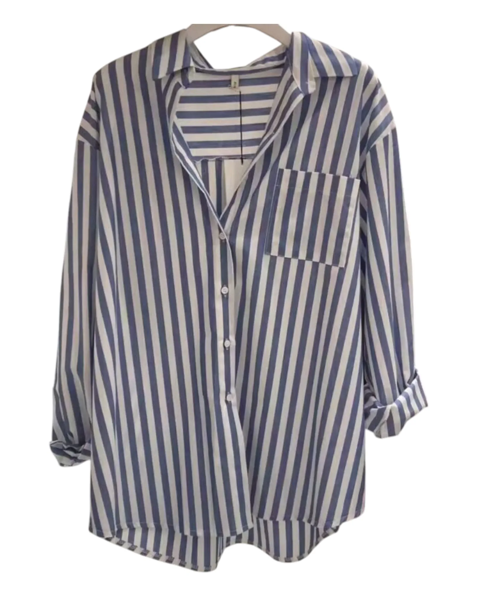 Oversized Striped Button-Up Women's Shirt