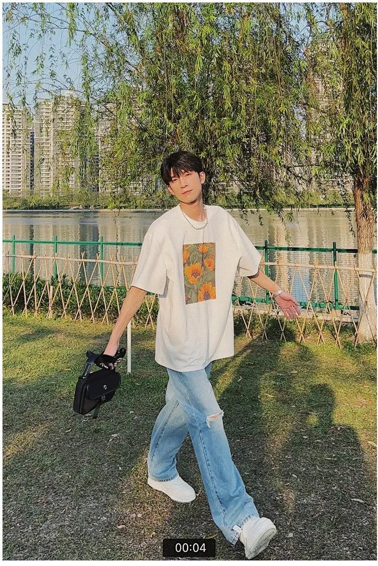 Oversized Sunflower Print T-Shirt