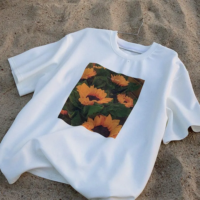 Oversized Sunflower Print T-Shirt