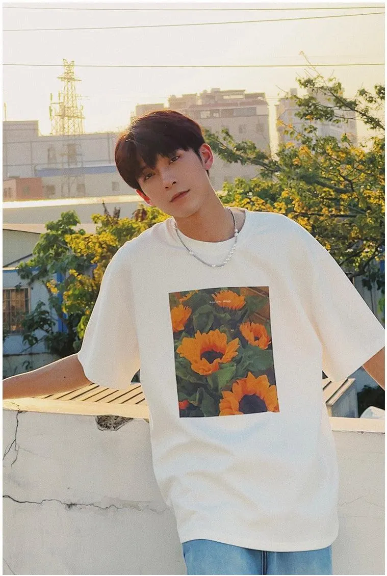 Oversized Sunflower Print T-Shirt