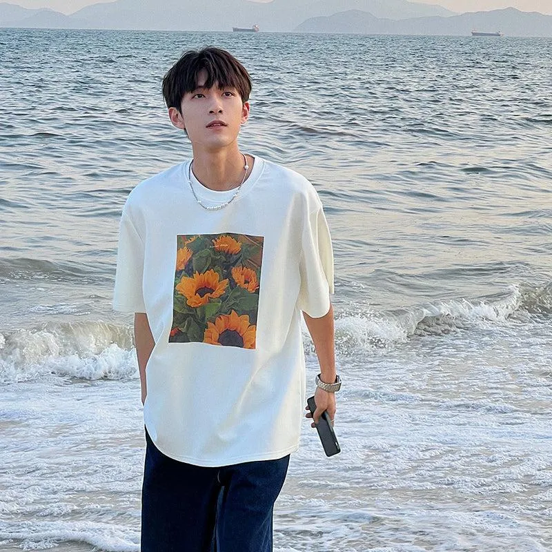 Oversized Sunflower Print T-Shirt