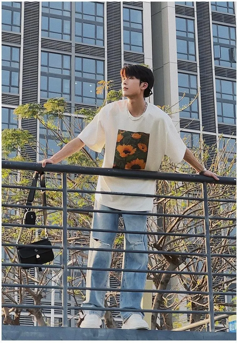 Oversized Sunflower Print T-Shirt