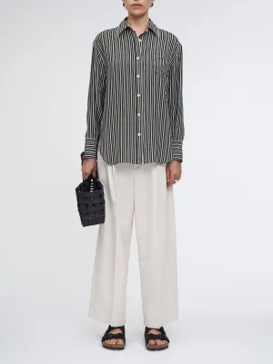 Oversized Tunic Shirt in Black/White Awning Stripe