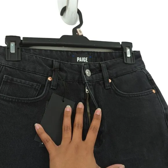 Paige Women 23 Robbie High Rise Shorts Black Meadow Stringy Hem Distressed NEW