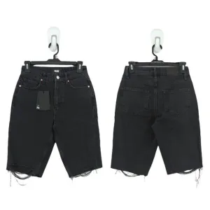 Paige Women 23 Robbie High Rise Shorts Black Meadow Stringy Hem Distressed NEW
