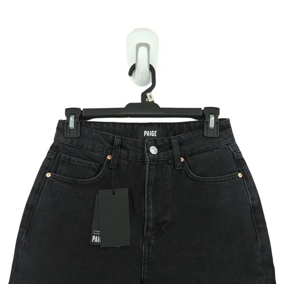 Paige Women 23 Robbie High Rise Shorts Black Meadow Stringy Hem Distressed NEW