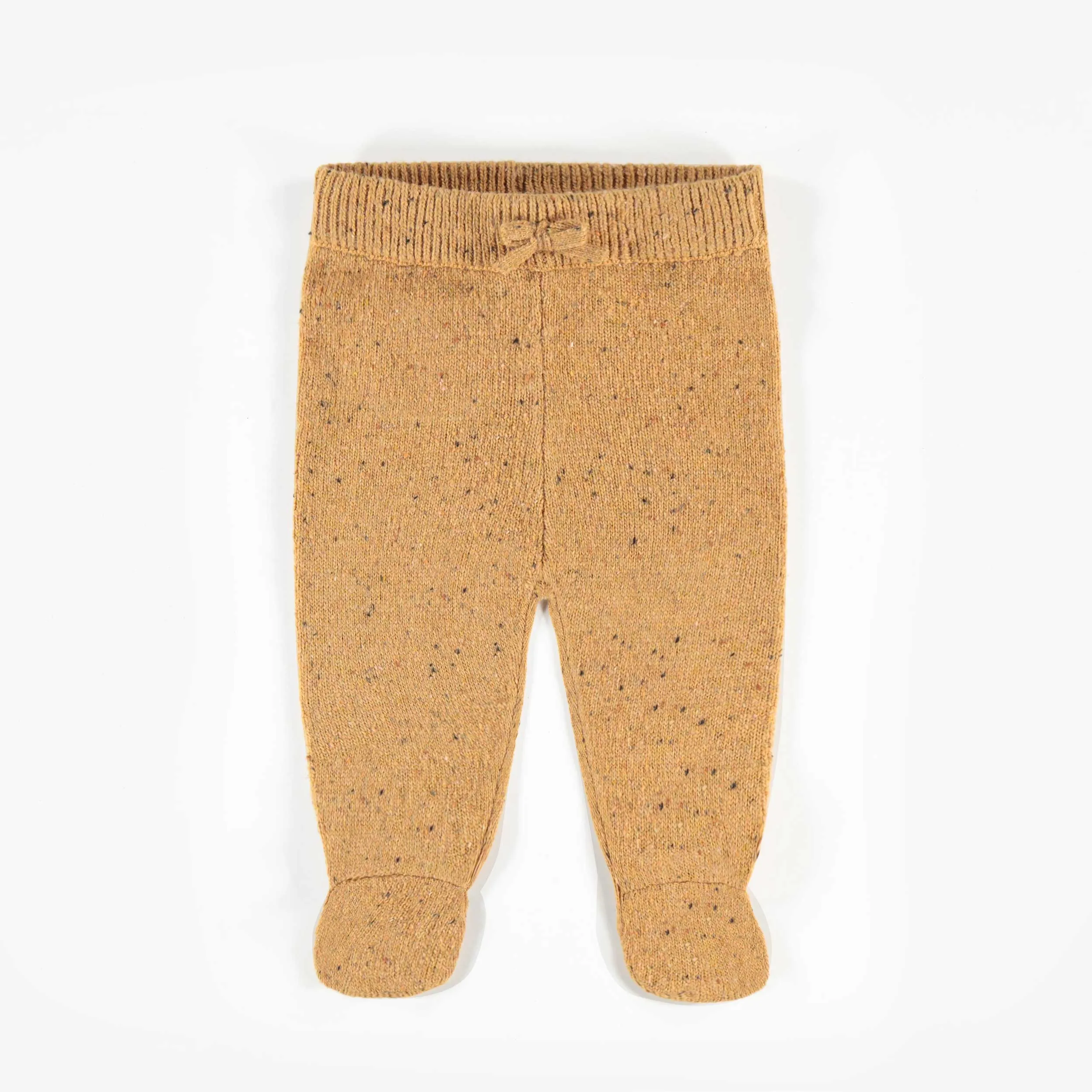 Pantalon de maille jaune chiné, naissance || Yellow knitted pants, newborn