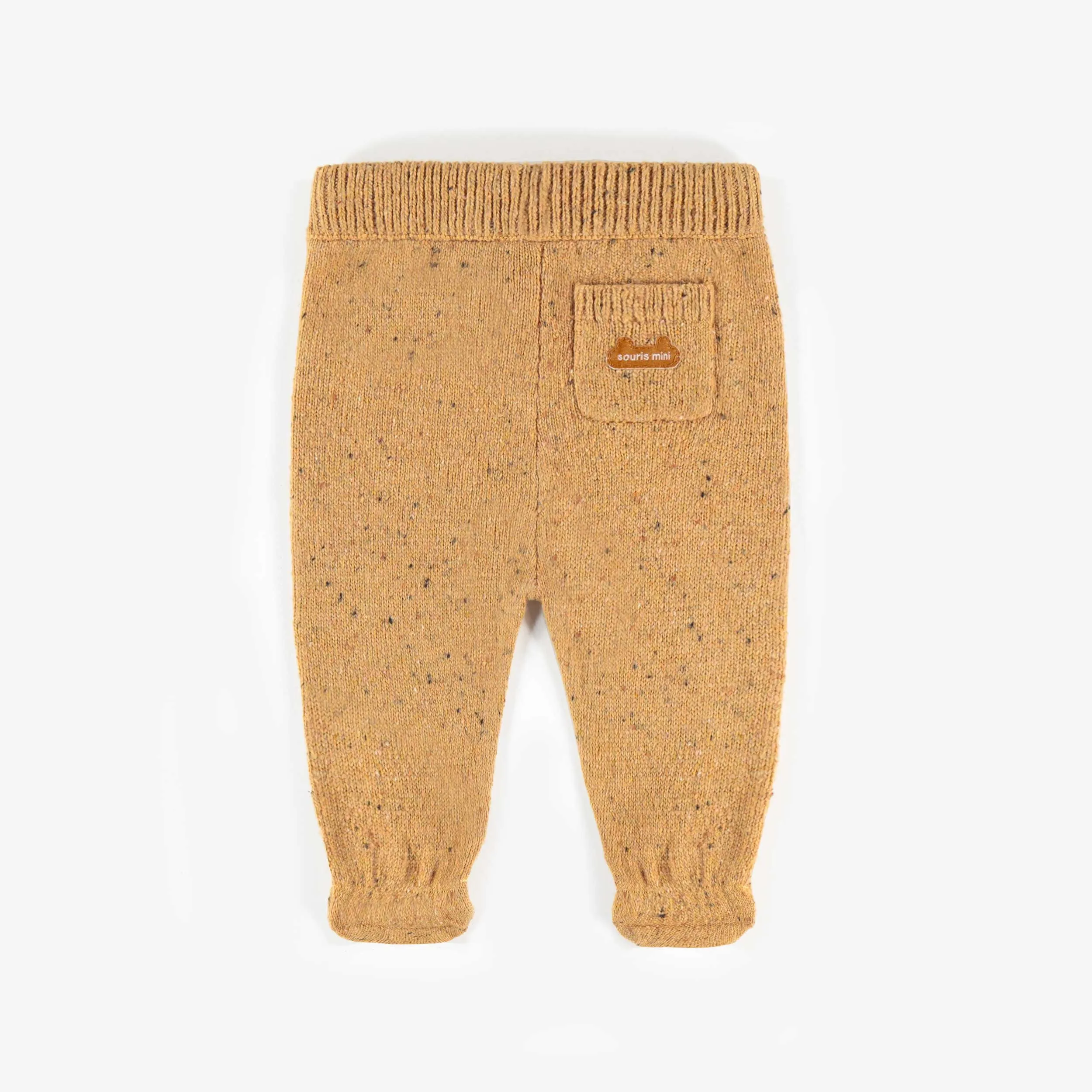 Pantalon de maille jaune chiné, naissance || Yellow knitted pants, newborn
