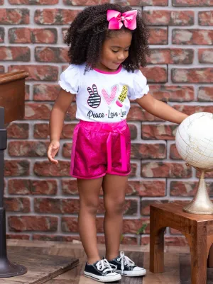 Peace, Love, Learn Sequin Short Set