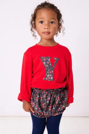Personalised Red T-Shirt in Capel Floret Liberty Print