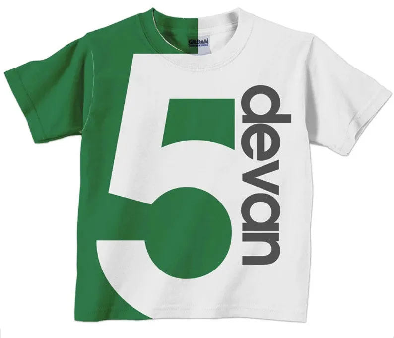 Personalized Children's Number T-Shirt, Personalized 3D Birthday T-Shirt, Boy's Birthday Shirt, Custom Name and Age Birthday Shirt.