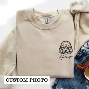 Personalized Embroidered Pet Facial Outline Drawing Sweatshirt, Custom Dog Face Drawing Crewneck, Cat Face Drawing, Pet Facial Tattoo, Digital Portrait, Emailed