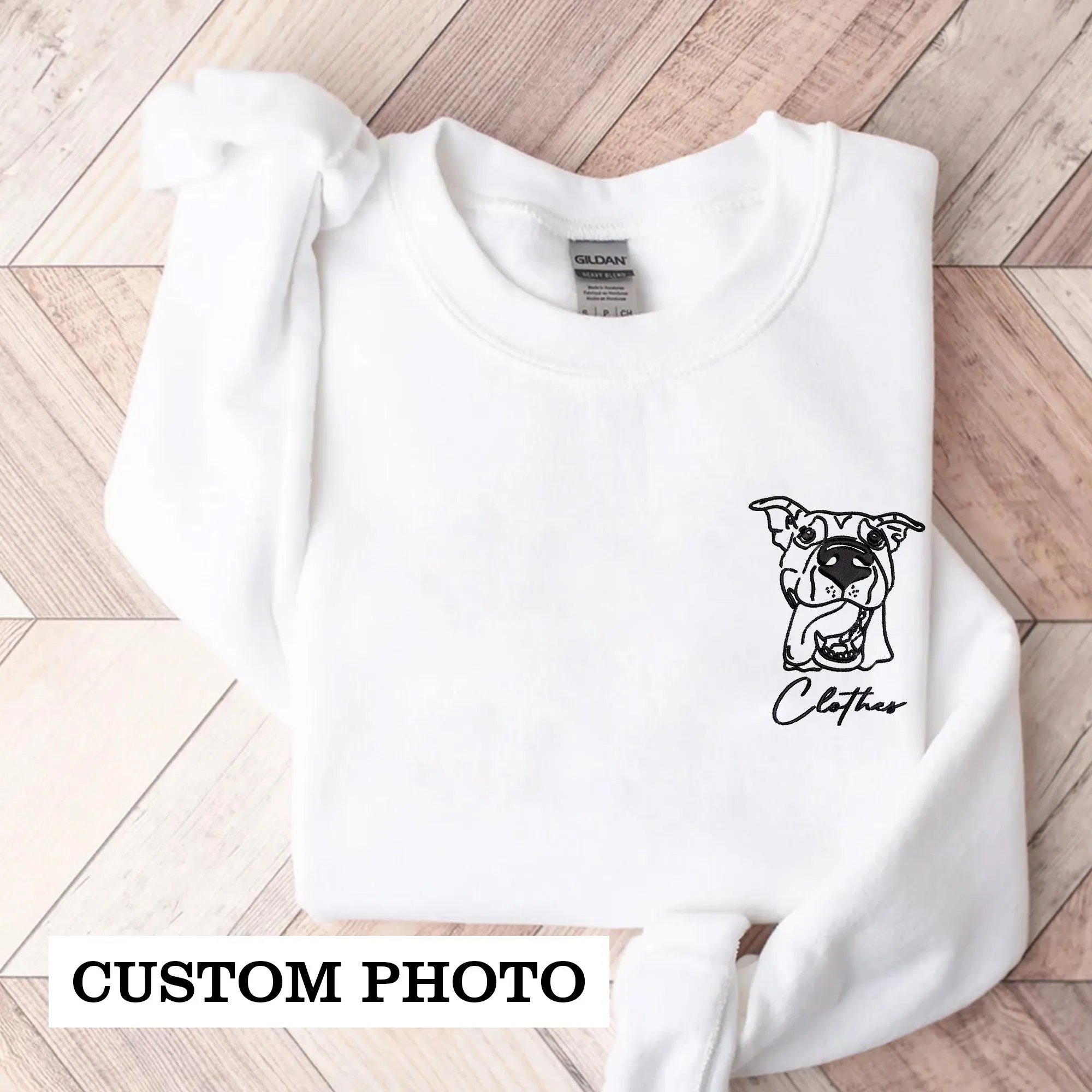 Personalized Embroidered Pet Facial Outline Drawing Sweatshirt, Custom Dog Face Drawing Crewneck, Cat Face Drawing, Pet Facial Tattoo, Digital Portrait, Emailed