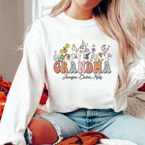 Personalized Wildflowers Mama And Grandkids Sweatshirt, Custom Grandkids Crewneck, Mothers Day Gift, Personalized Mama Tee, Custom Mama Sweatshirt, Gift For Mom