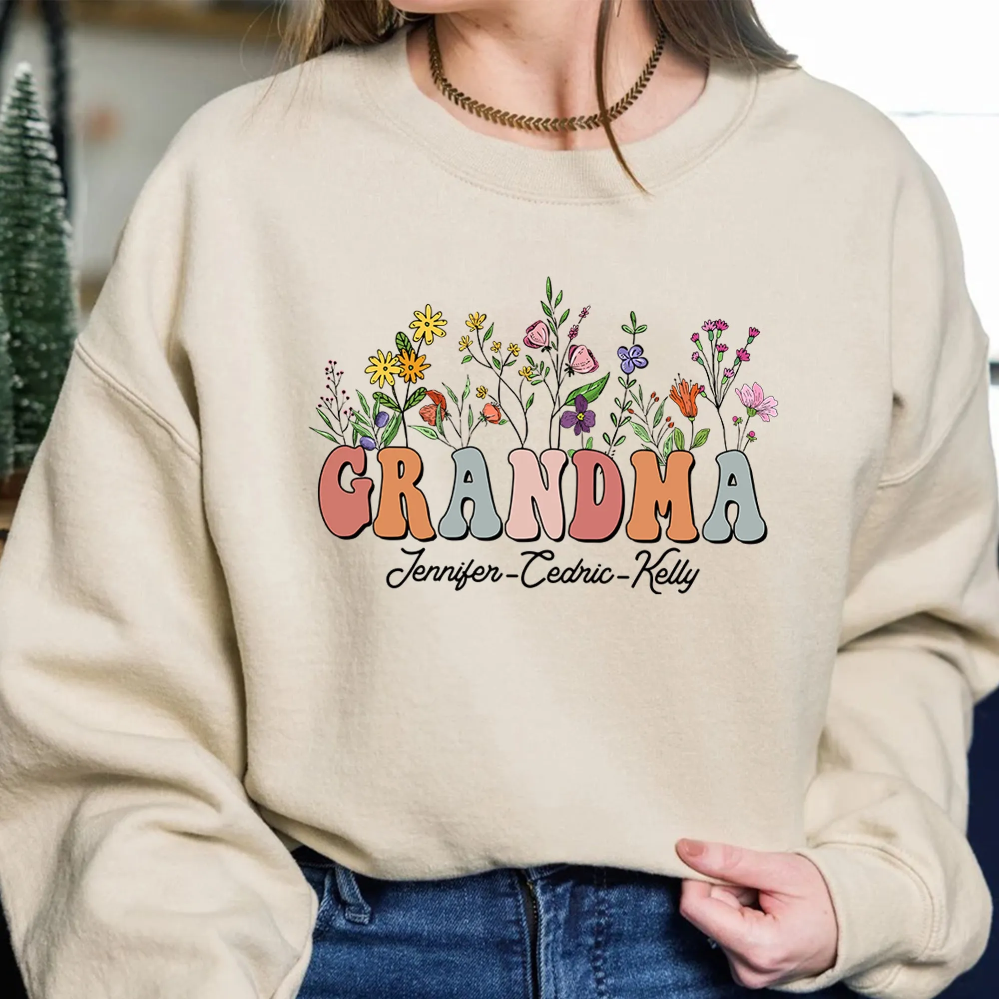 Personalized Wildflowers Mama And Grandkids Sweatshirt, Custom Grandkids Crewneck, Mothers Day Gift, Personalized Mama Tee, Custom Mama Sweatshirt, Gift For Mom