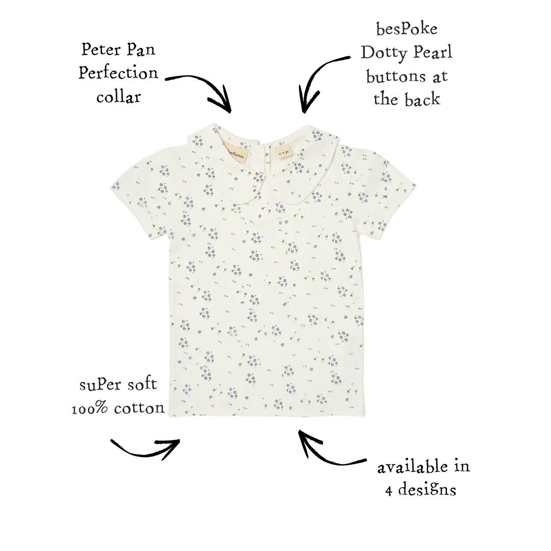 Peter Pan Short Sleeved T-Shirt - Purple Flower