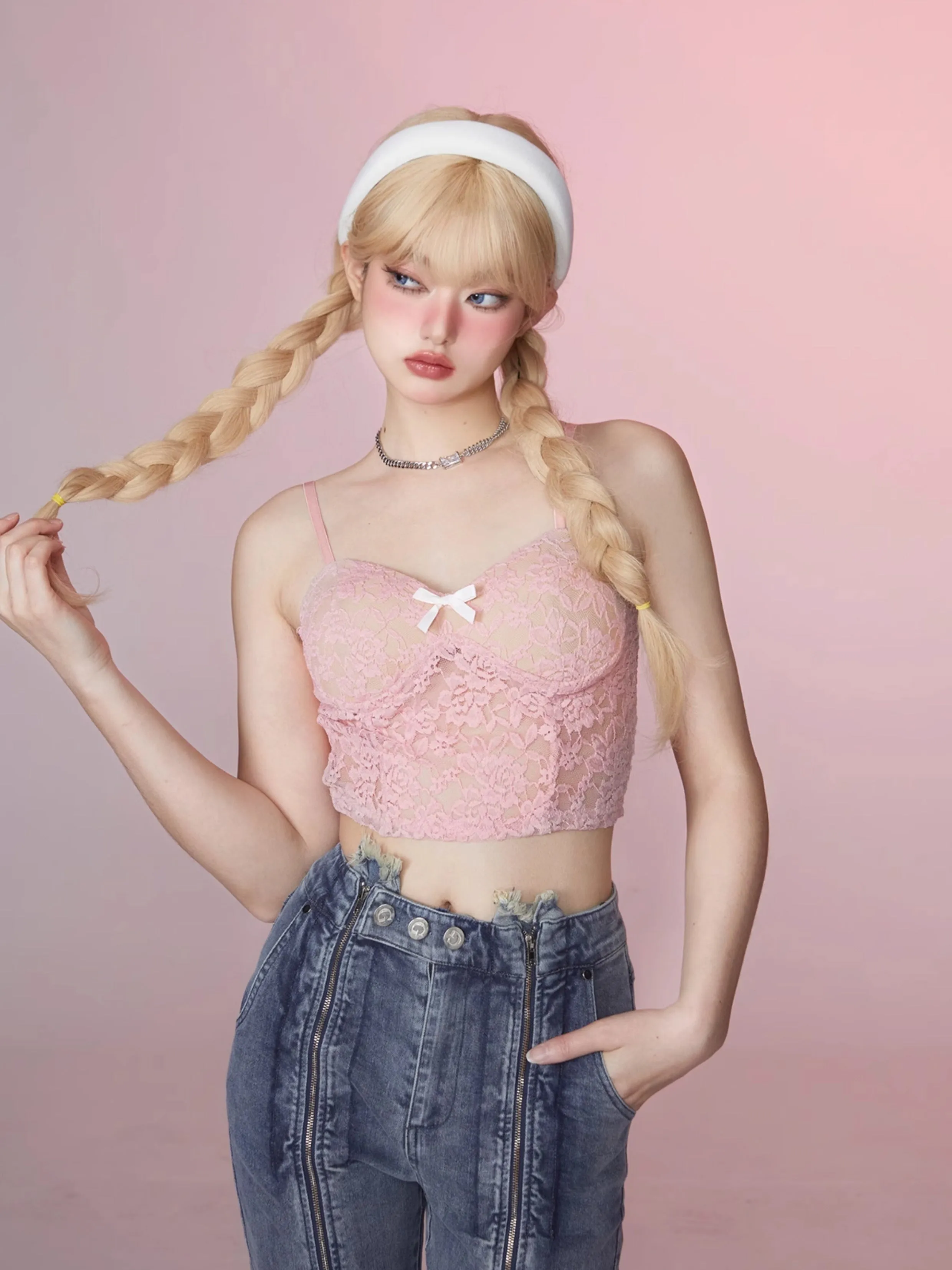 Pink Sweet Lace Duo Set