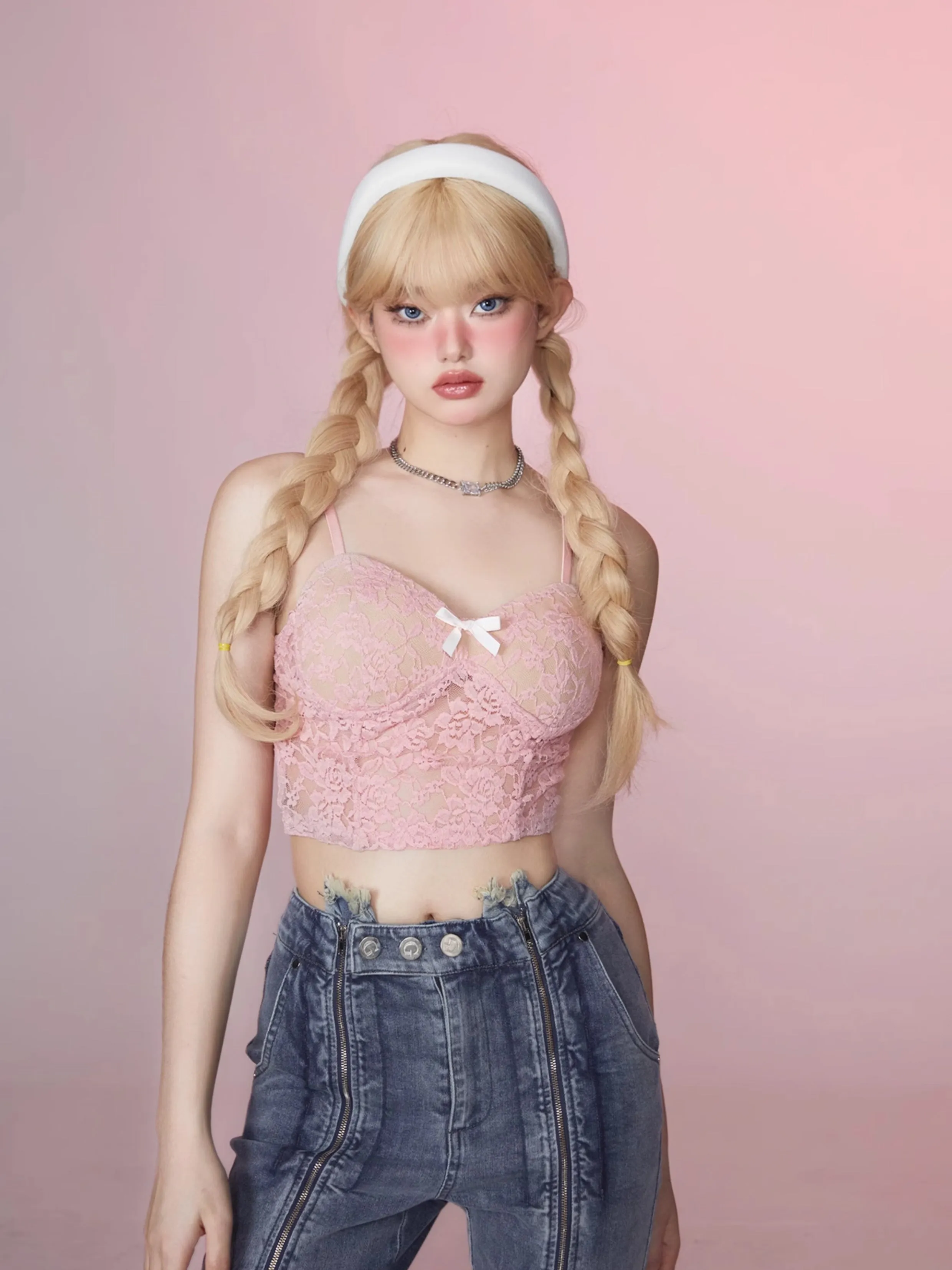 Pink Sweet Lace Duo Set