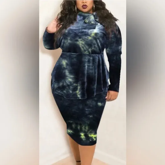 Plus Size Dresses for Women - Sexy Loose Stretchy Plus Size Peplum Dress