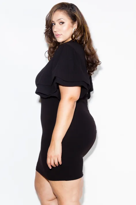 Plus Size Glam Layered Glam Ruffle Sleeve Dress