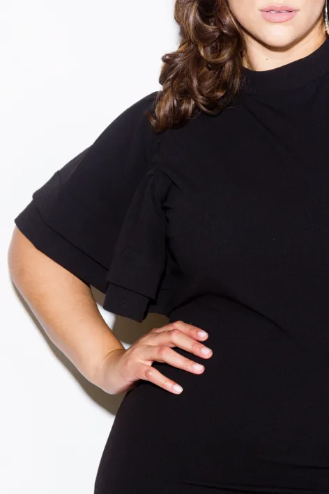 Plus Size Glam Layered Glam Ruffle Sleeve Dress