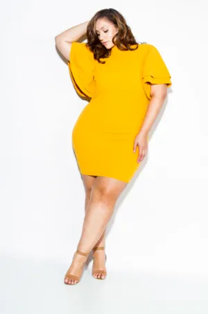 Plus Size Glam Layered Glam Ruffle Sleeve Dress