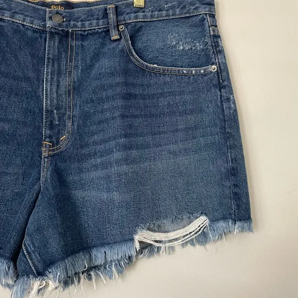 Polo Ralph Lauren The Sophia Classic Distressed Jean Shorts