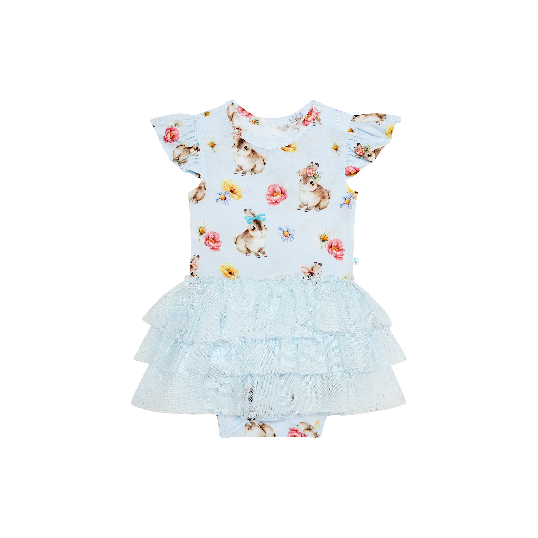 Posh Peanut Ruffled Cap Sleeve Tulle Skirt Bodysuit in Tinsley Jane