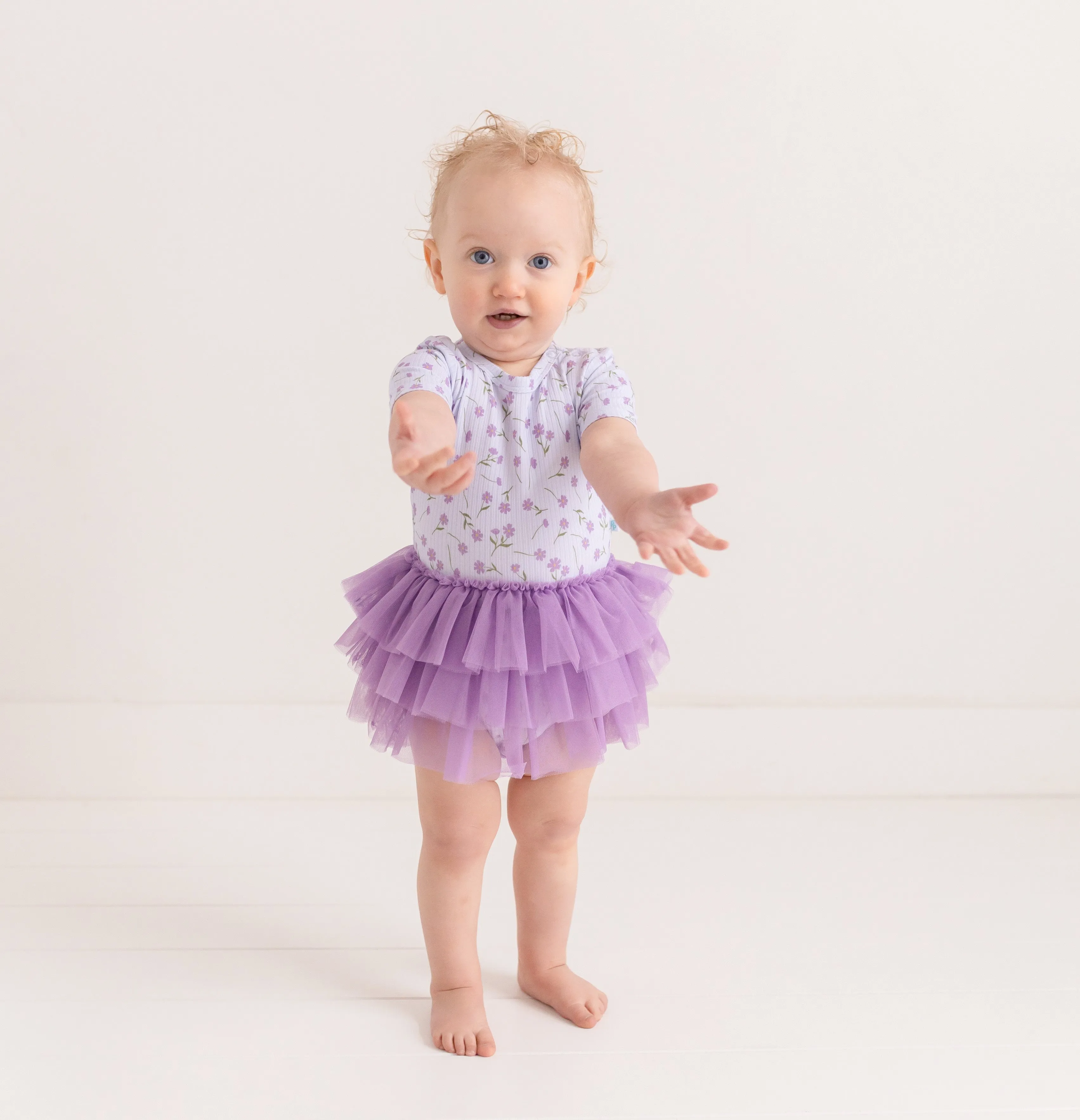 Posh Peanut Short Sleeve Tulle Skirt Bodysuit in Jeanette