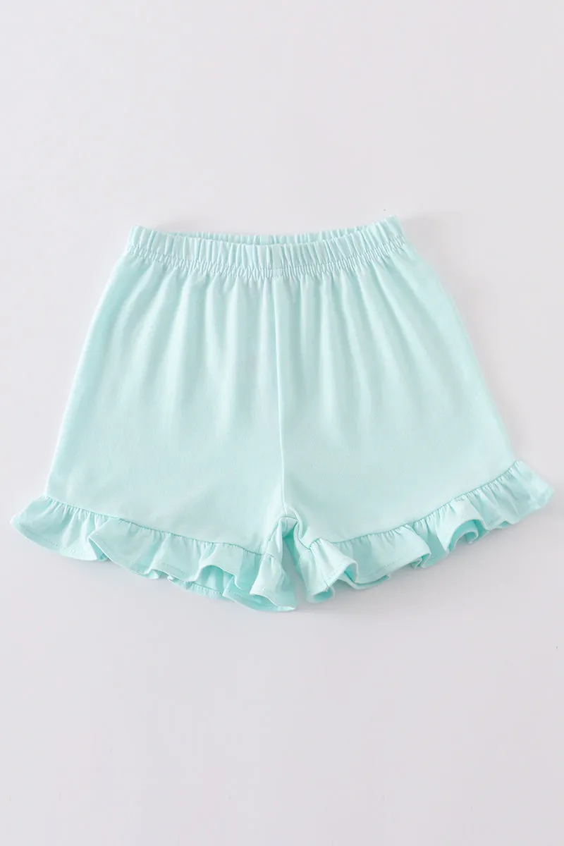 Premium Mint Basic Ruffle Shorts