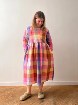 Prismatic plaid midi dress