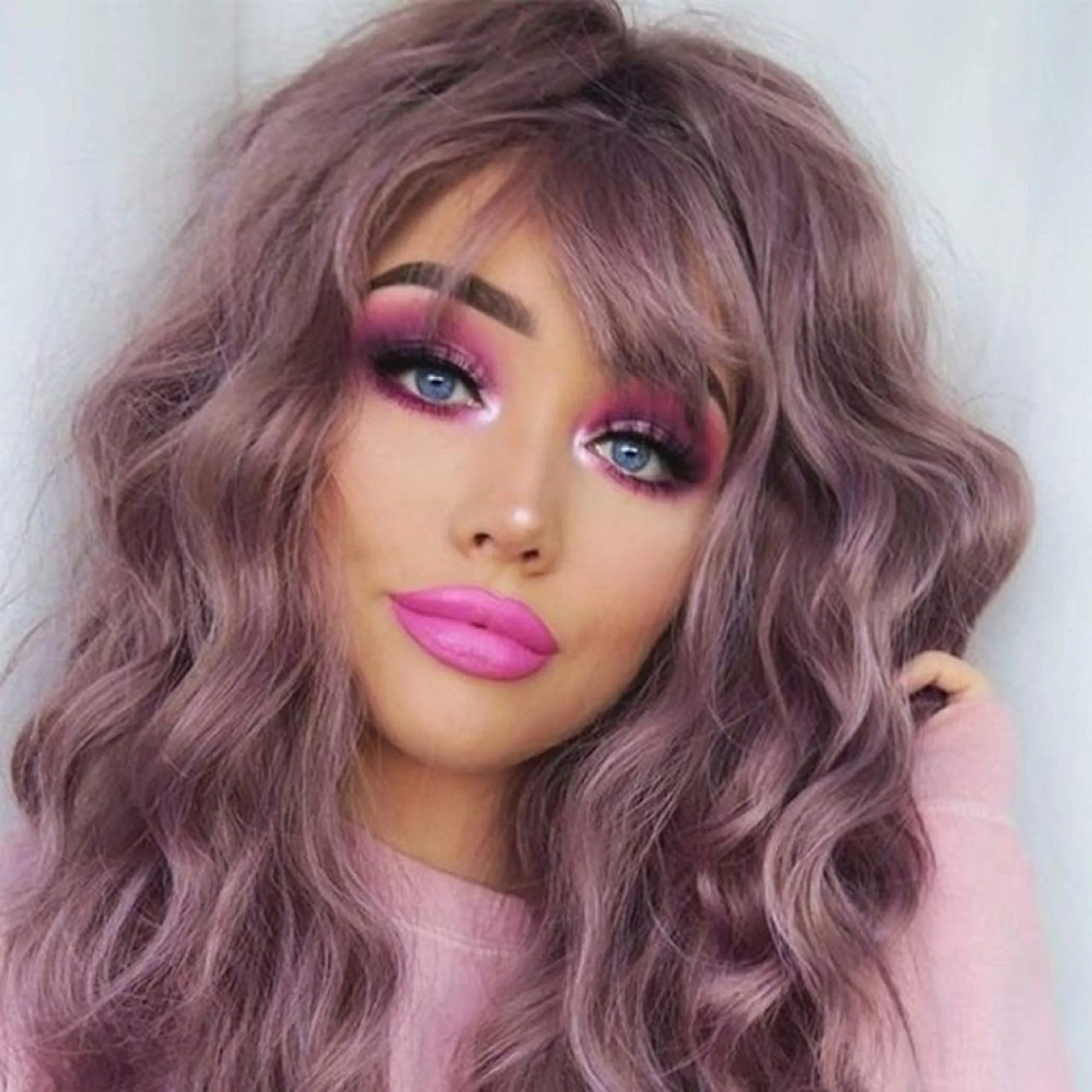 Purple Lavender Wavy 26"| Trendy Taro Purple Wig | Synthetic Top Quality Heat Resistant Fiber | Human Hair Feel  | Easy to Make Cat Ear Buns