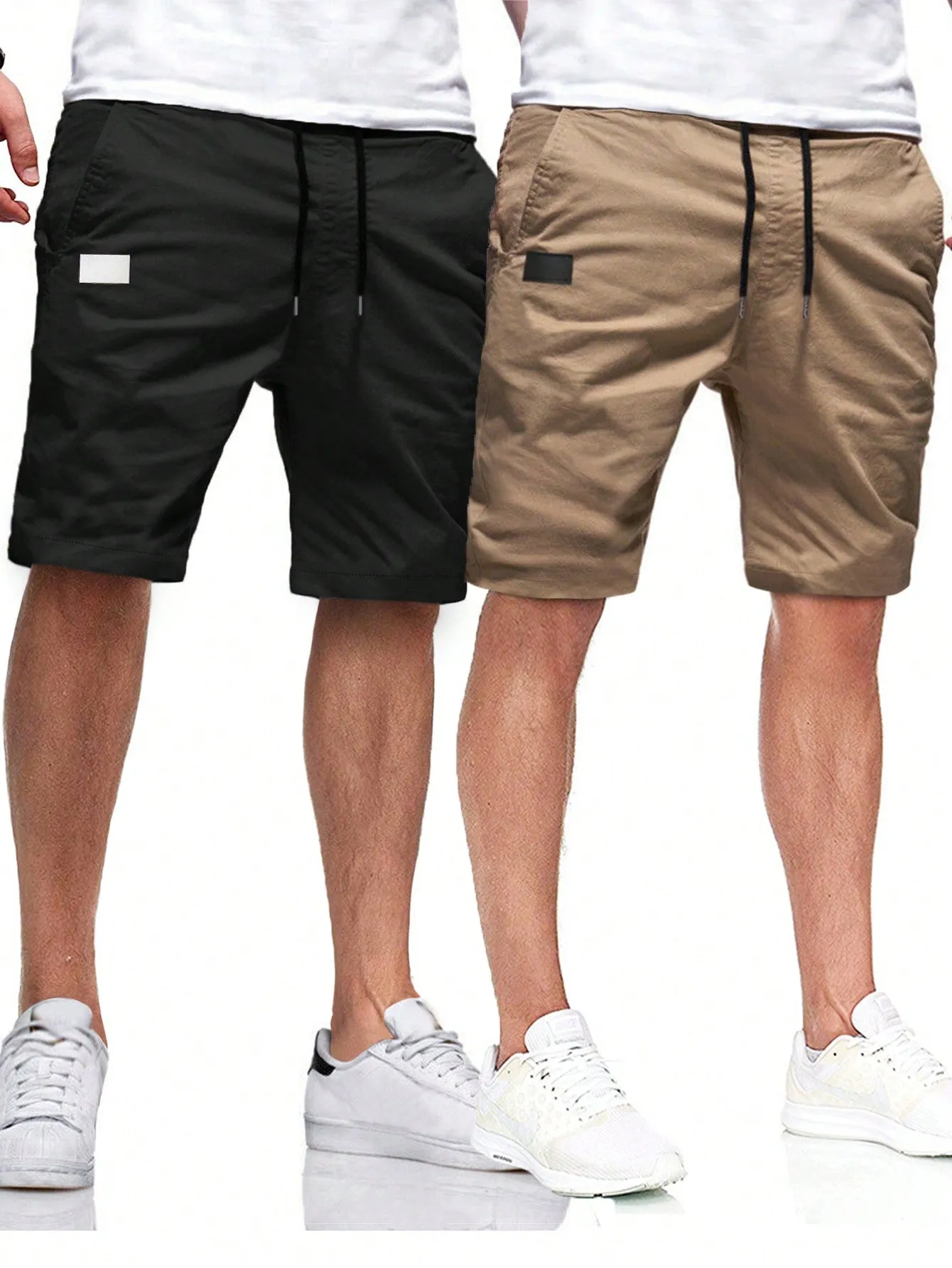 QA Homme 2pcs Men's Loose Drawstring Waist Slant Pocket Shorts