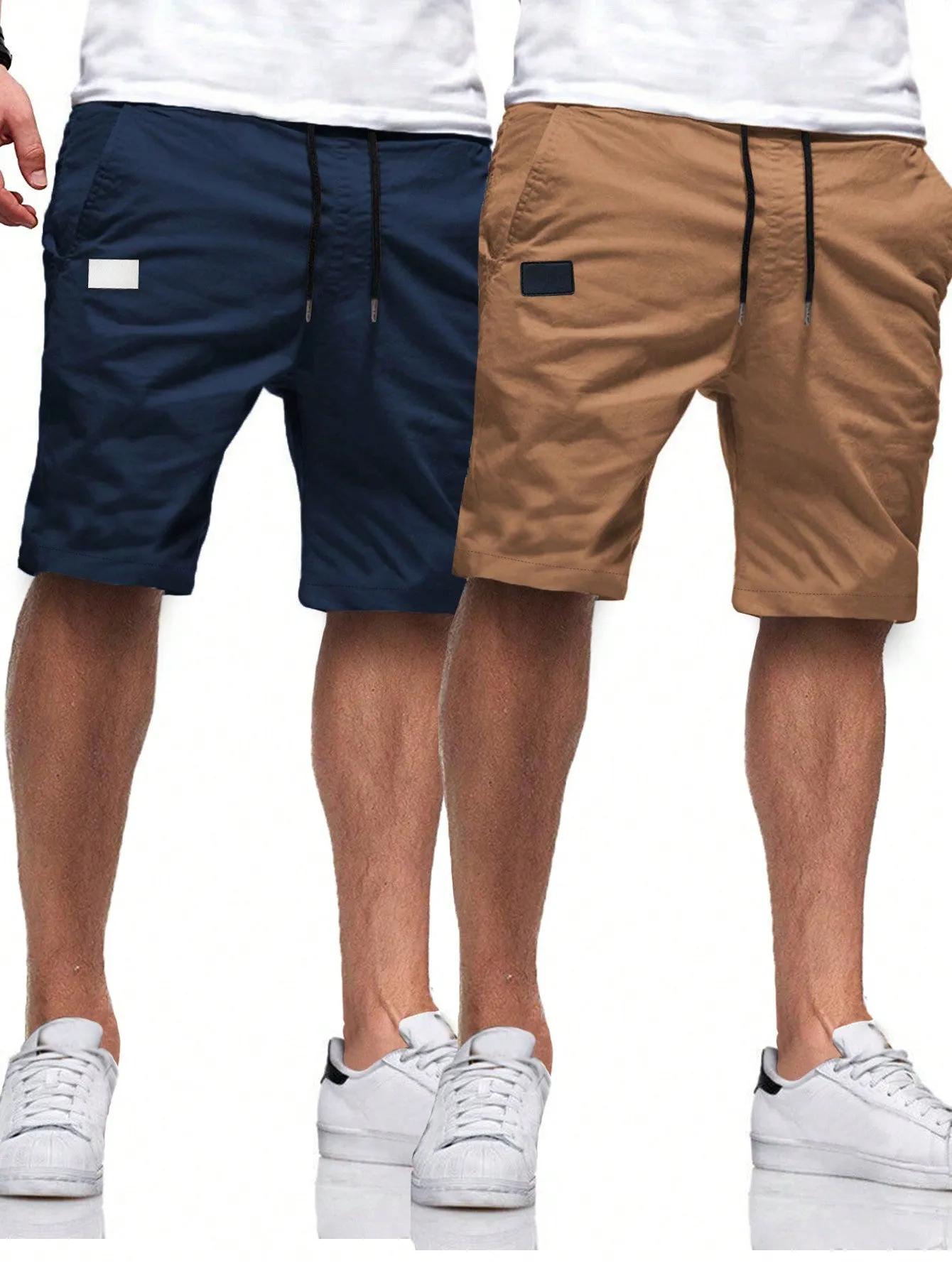 QA Homme 2pcs Men's Loose Drawstring Waist Slant Pocket Shorts