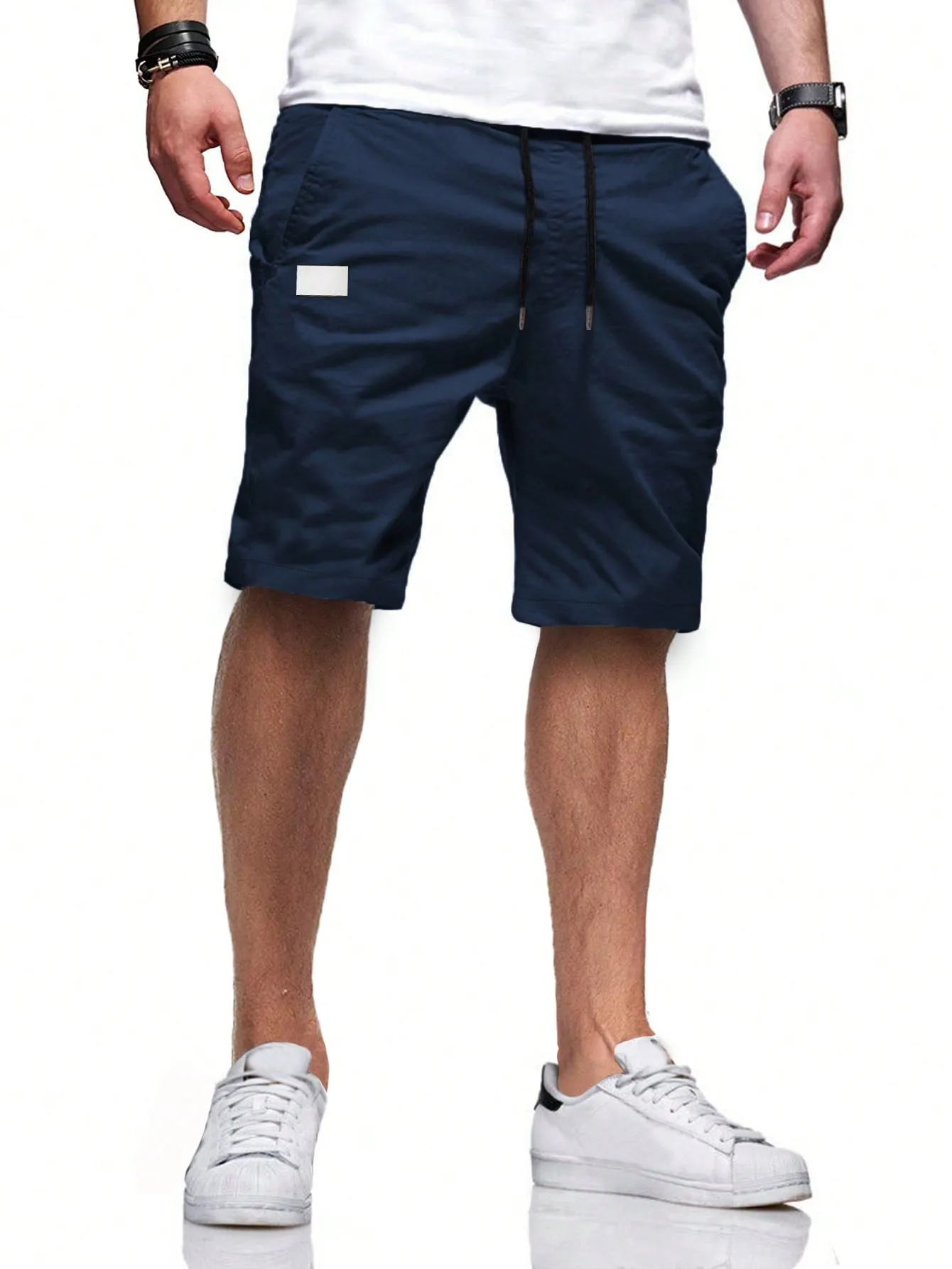 QA Homme 2pcs Men's Loose Drawstring Waist Slant Pocket Shorts