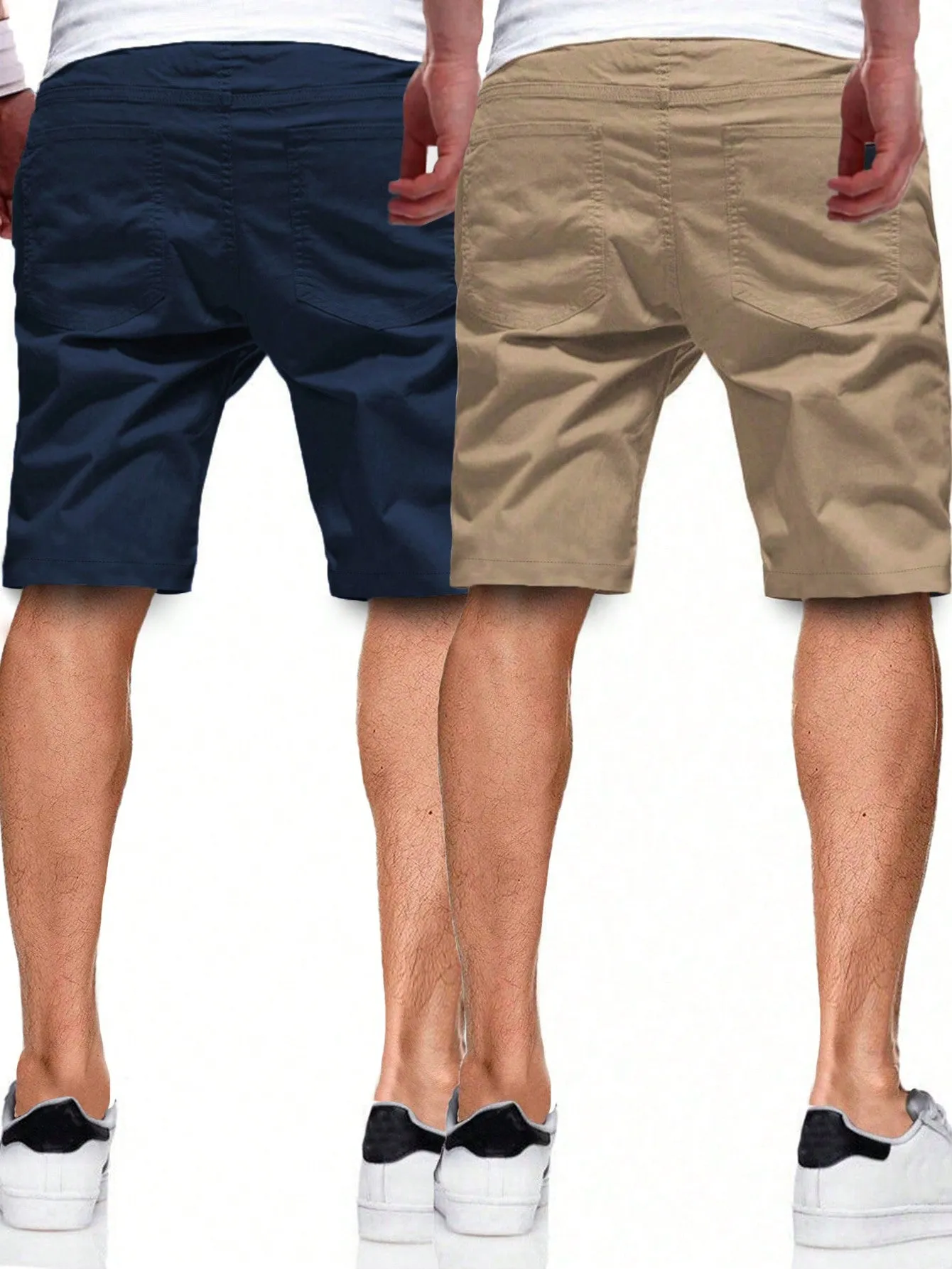 QA Homme 2pcs Men's Loose Drawstring Waist Slant Pocket Shorts
