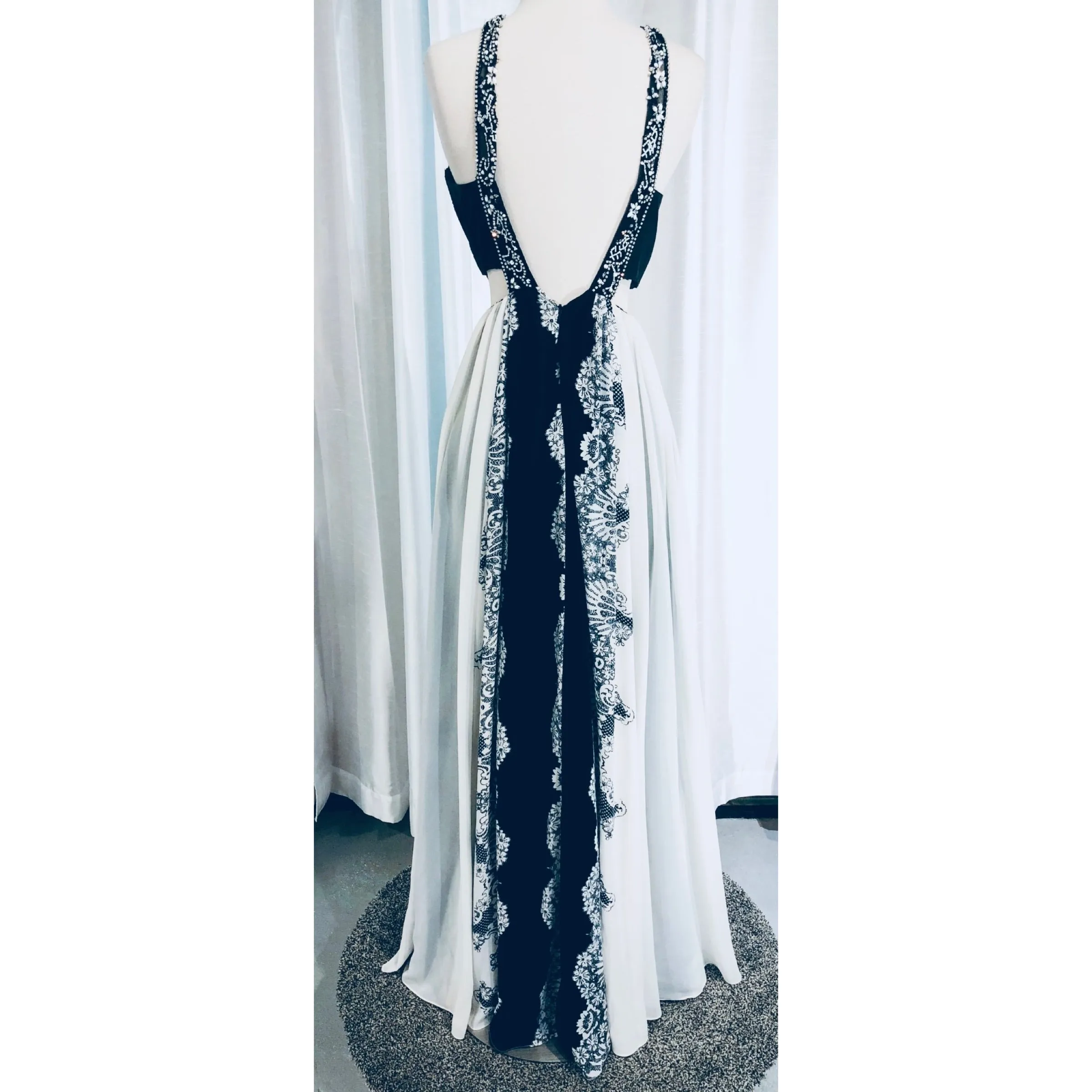 RACHEL ALLAN Style 7212RA Long Gown Black/White Size 8