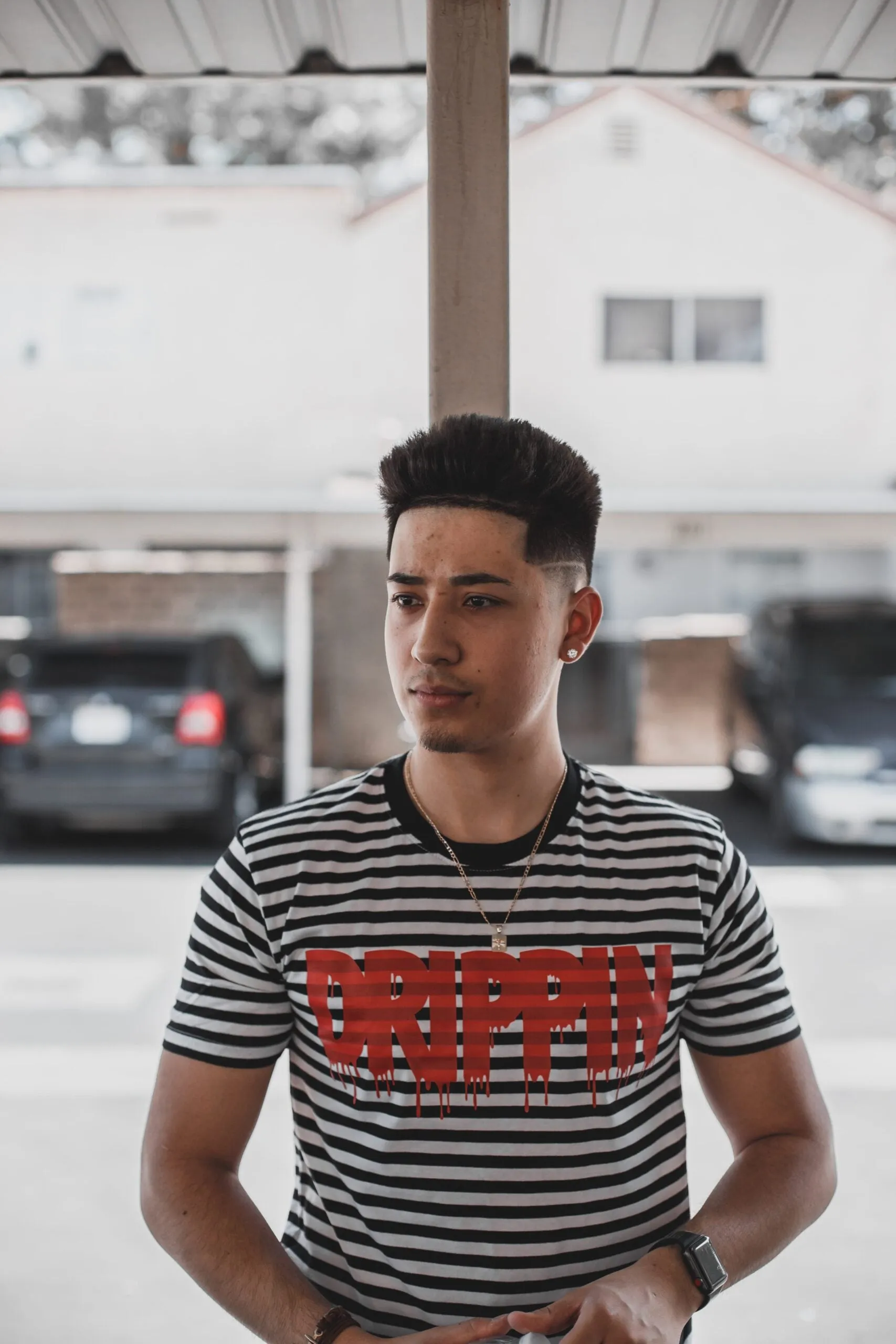 Red Drippin | Black/White Stripe Tee