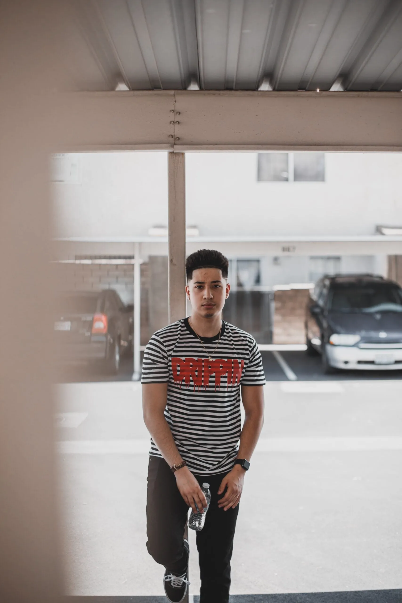 Red Drippin | Black/White Stripe Tee
