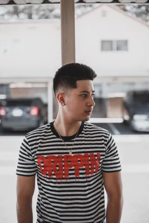 Red Drippin | Black/White Stripe Tee