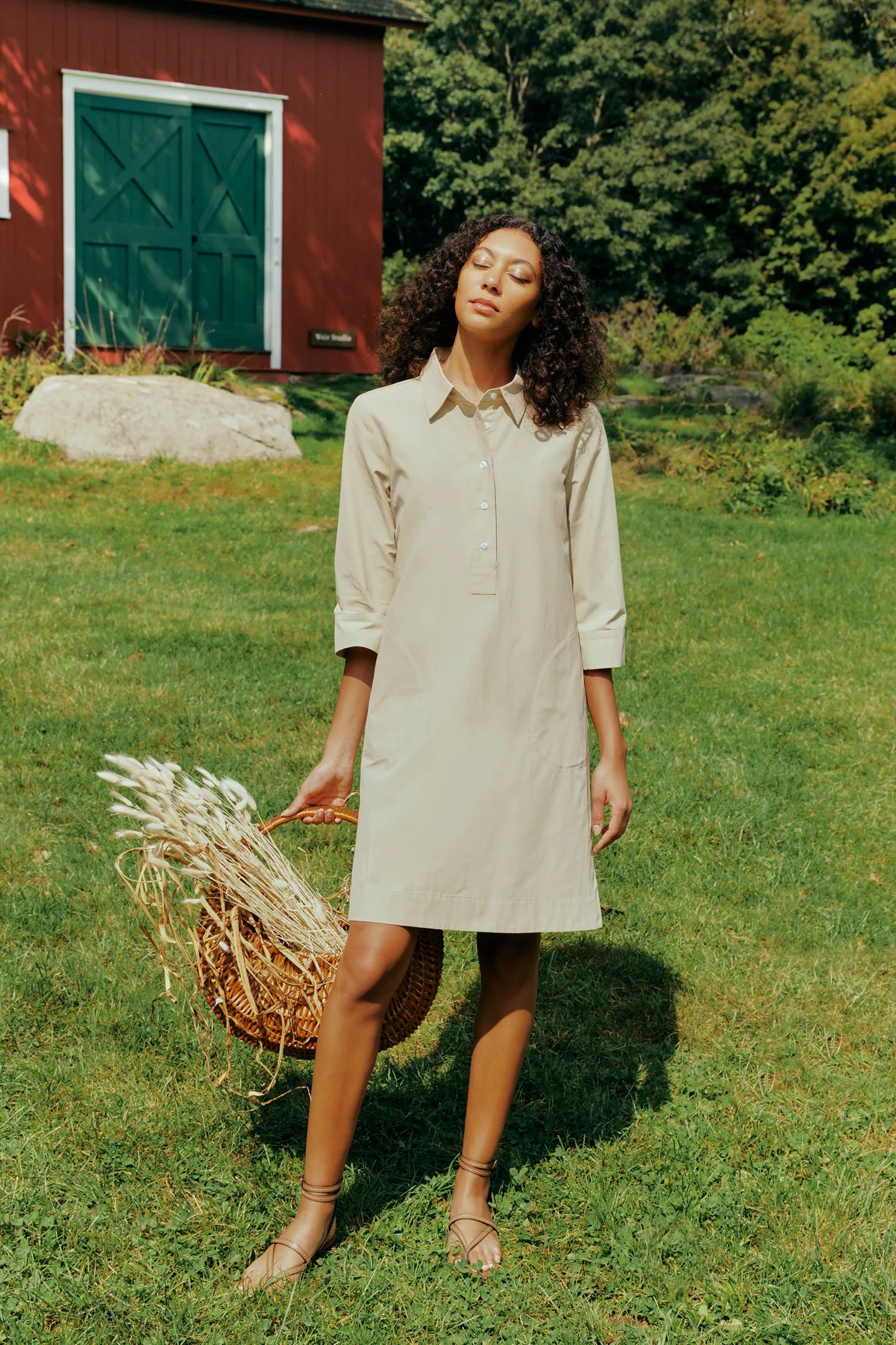 Rene Placket Dress - Sand