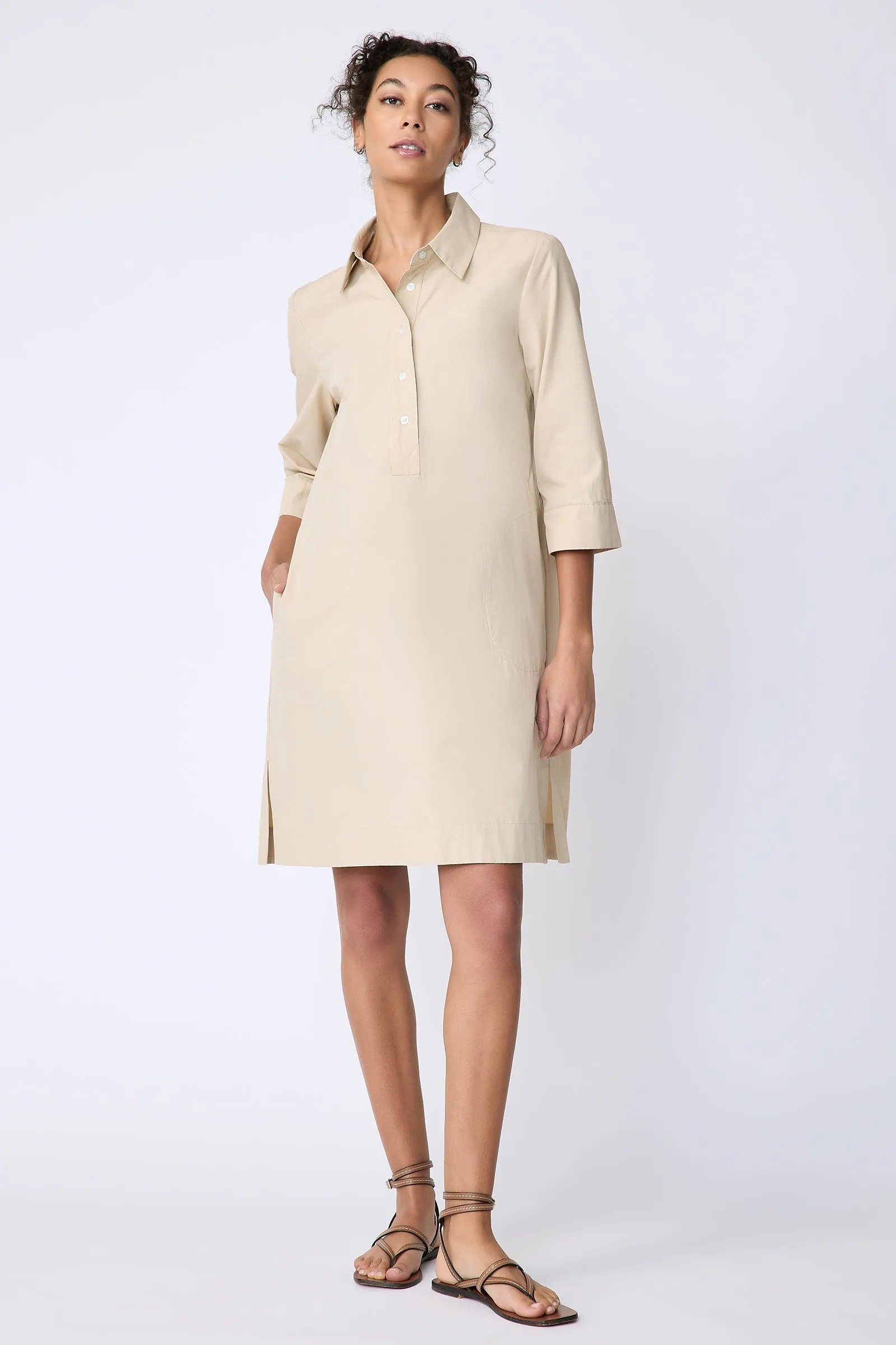 Rene Placket Dress - Sand