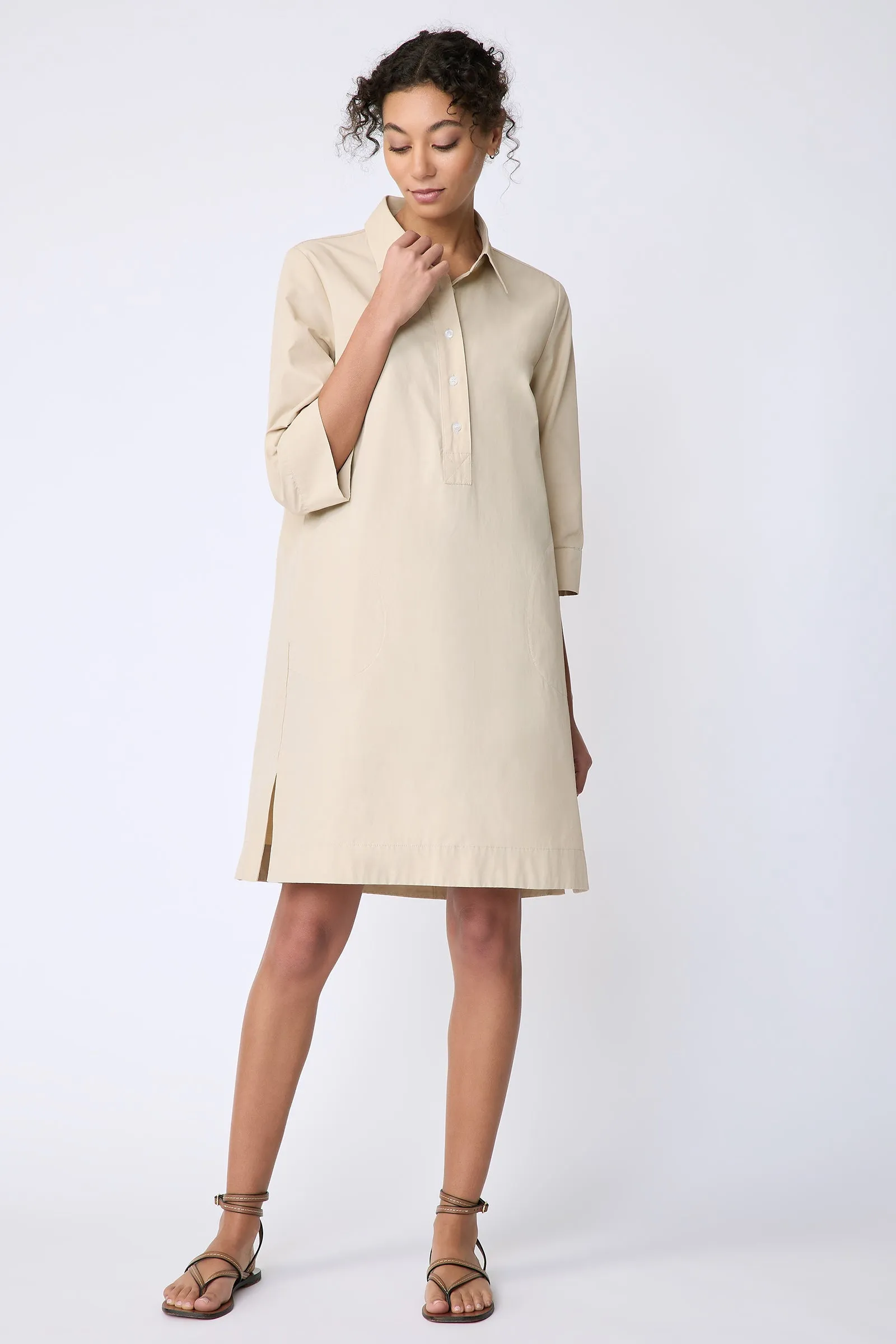 Rene Placket Dress - Sand