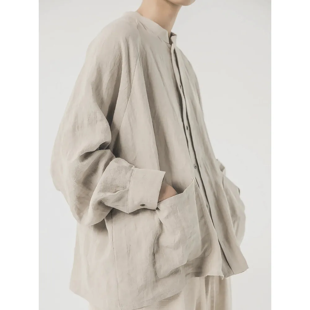 Retro Linen Oversized Long Sleeve Shirt