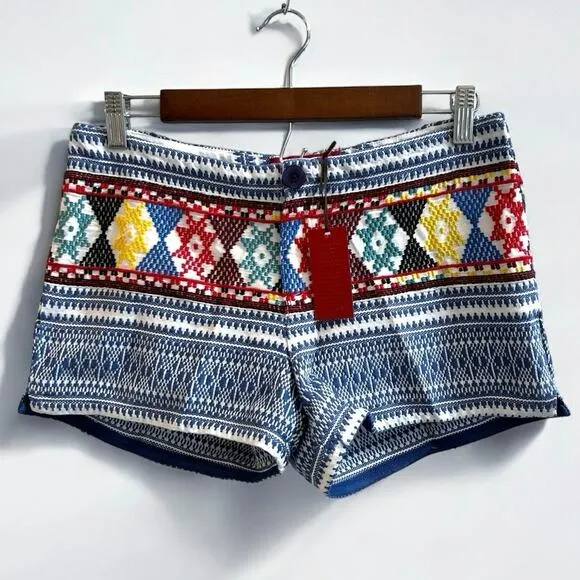 REVOLVE | Tigerlily Aztec Western Heavy Weave Shorts Blue Red Embroidered size 4