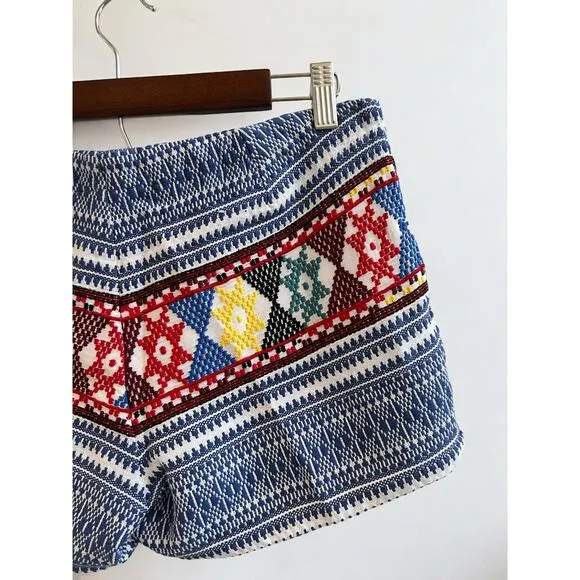 REVOLVE | Tigerlily Aztec Western Heavy Weave Shorts Blue Red Embroidered size 4