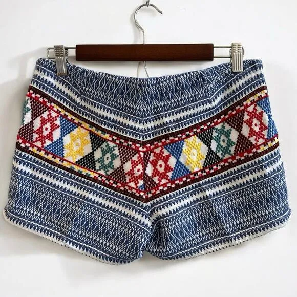 REVOLVE | Tigerlily Aztec Western Heavy Weave Shorts Blue Red Embroidered size 4