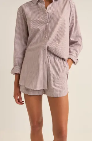Rhythm Zephyr Stripe Beach Shirt in Chocolate