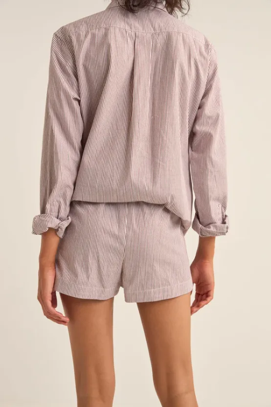Rhythm Zephyr Stripe Beach Shirt in Chocolate