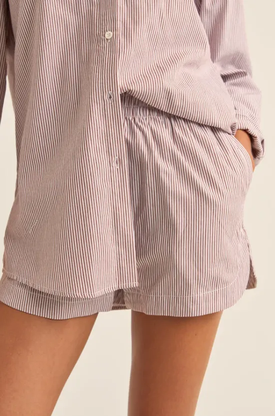 Rhythm Zephyr Stripe Beach Shirt in Chocolate